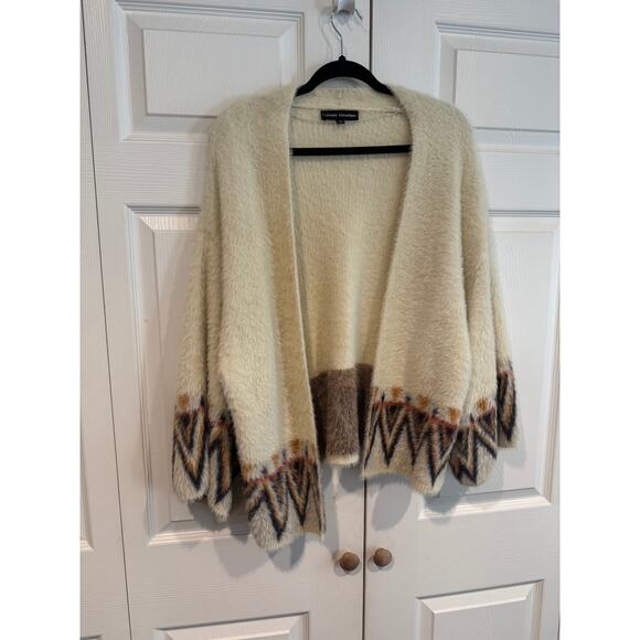 Catherine Malandrino Ivory Chevron Cardigan Sweater – Size Medium - Picture 1 of 8